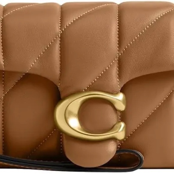 Coach Quilted Pillow Leather Tabby Wristlet w/ Chain Crossbody Bag Brown CP018 - Picture 2 of 12